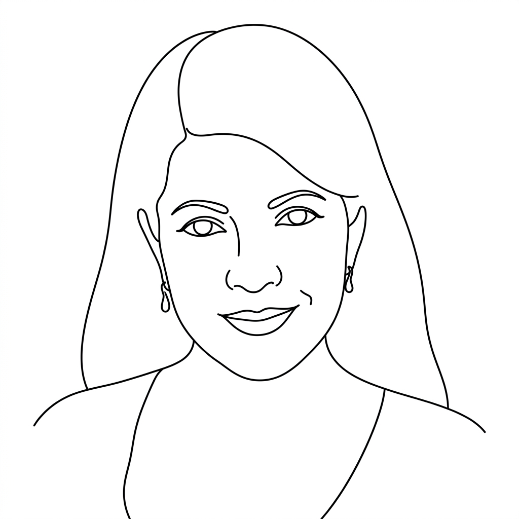 Line drawing of Claudia Bowers