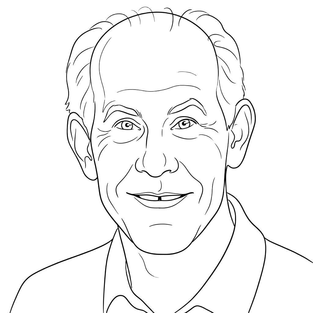 Line drawing of Gary Wald